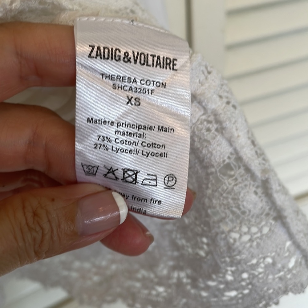 Zadig & Voltaire Theresa cotton lace sheer tunic XS - Picture 9 of 9